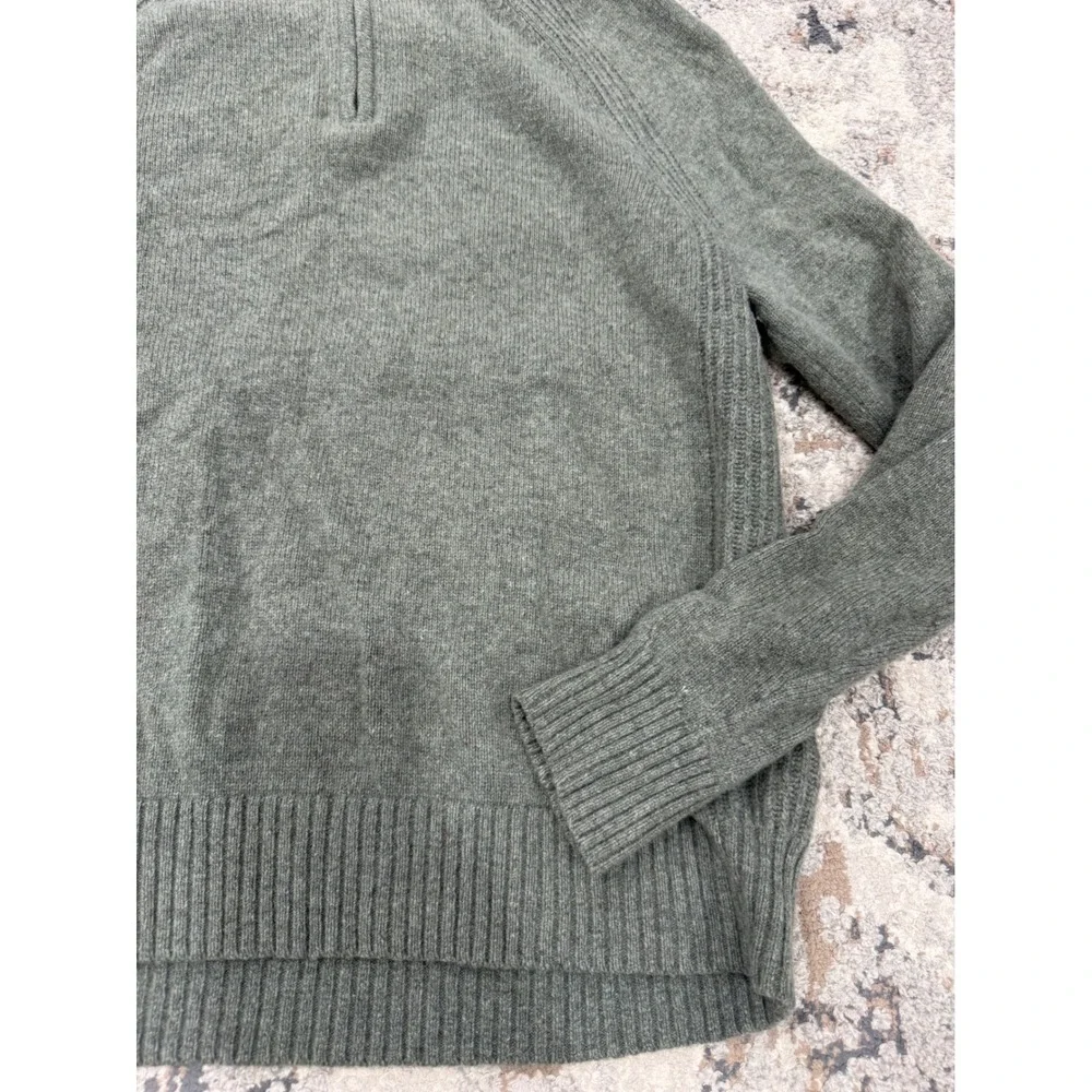 Banana Republic Mens Italian Yarn Wool Quarter Zip Sweater Olive Green M